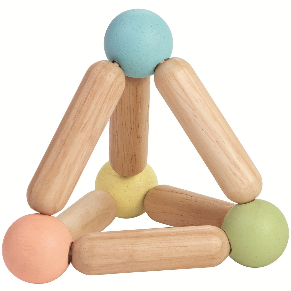 Hochet en bois triangle pastel beige, PLAN TOYS