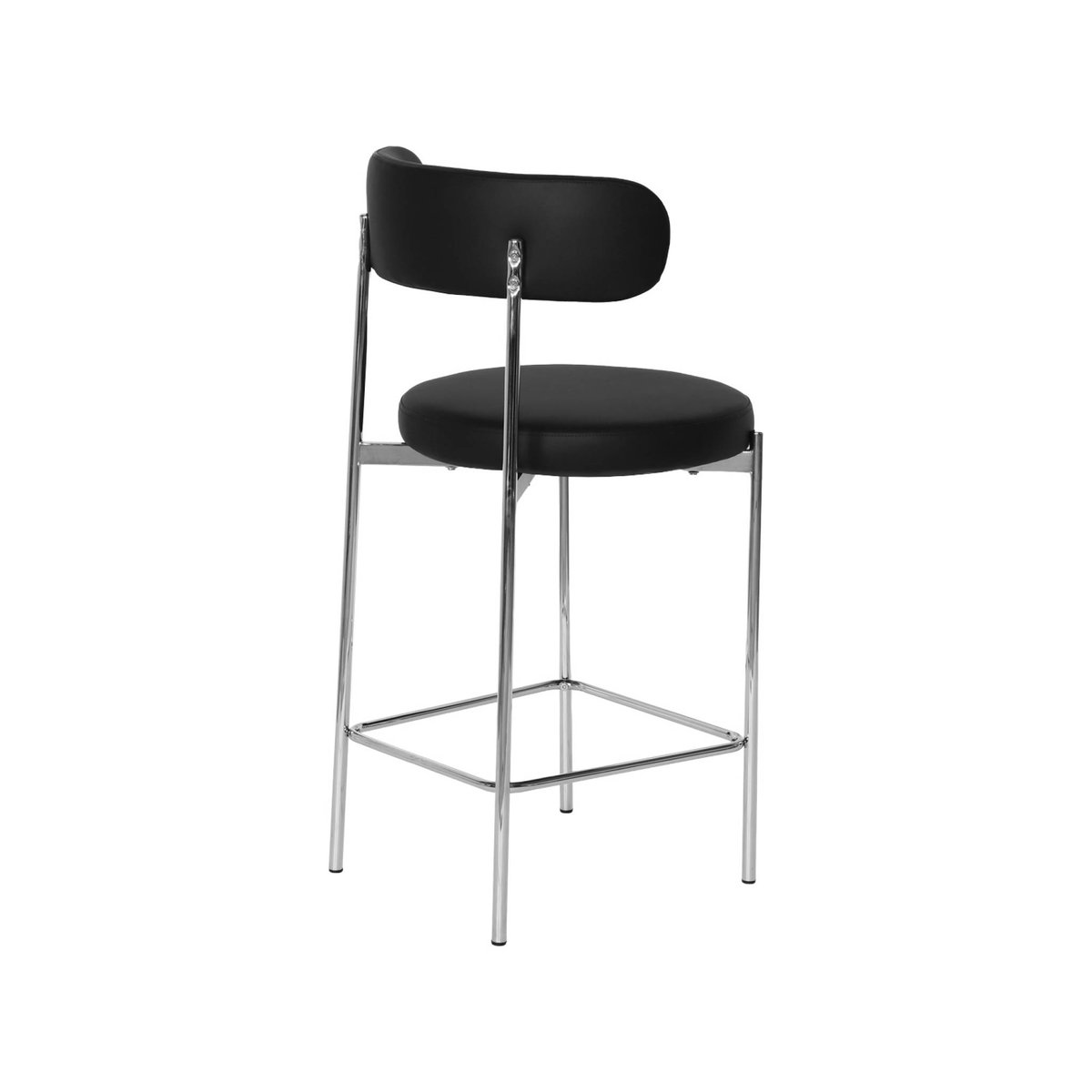 Tabouret de bar vintage acier chromé et simili cuir 67cm (lot de 2) LOLA noir, SWEEEK