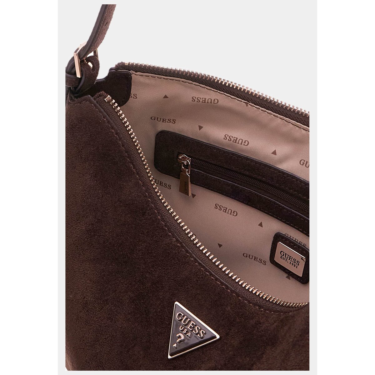 Sac Hobo Melita marron foncé, GUESS
