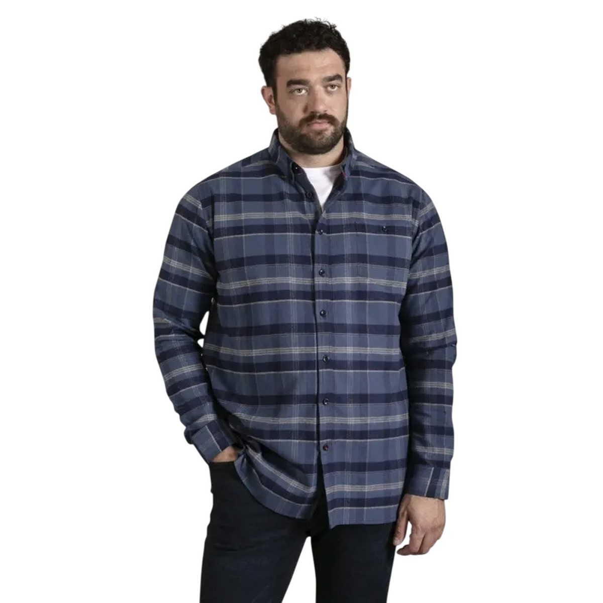 Chemise manches longues motif/style à carreaux SHREWSBURY bleu, DUKE