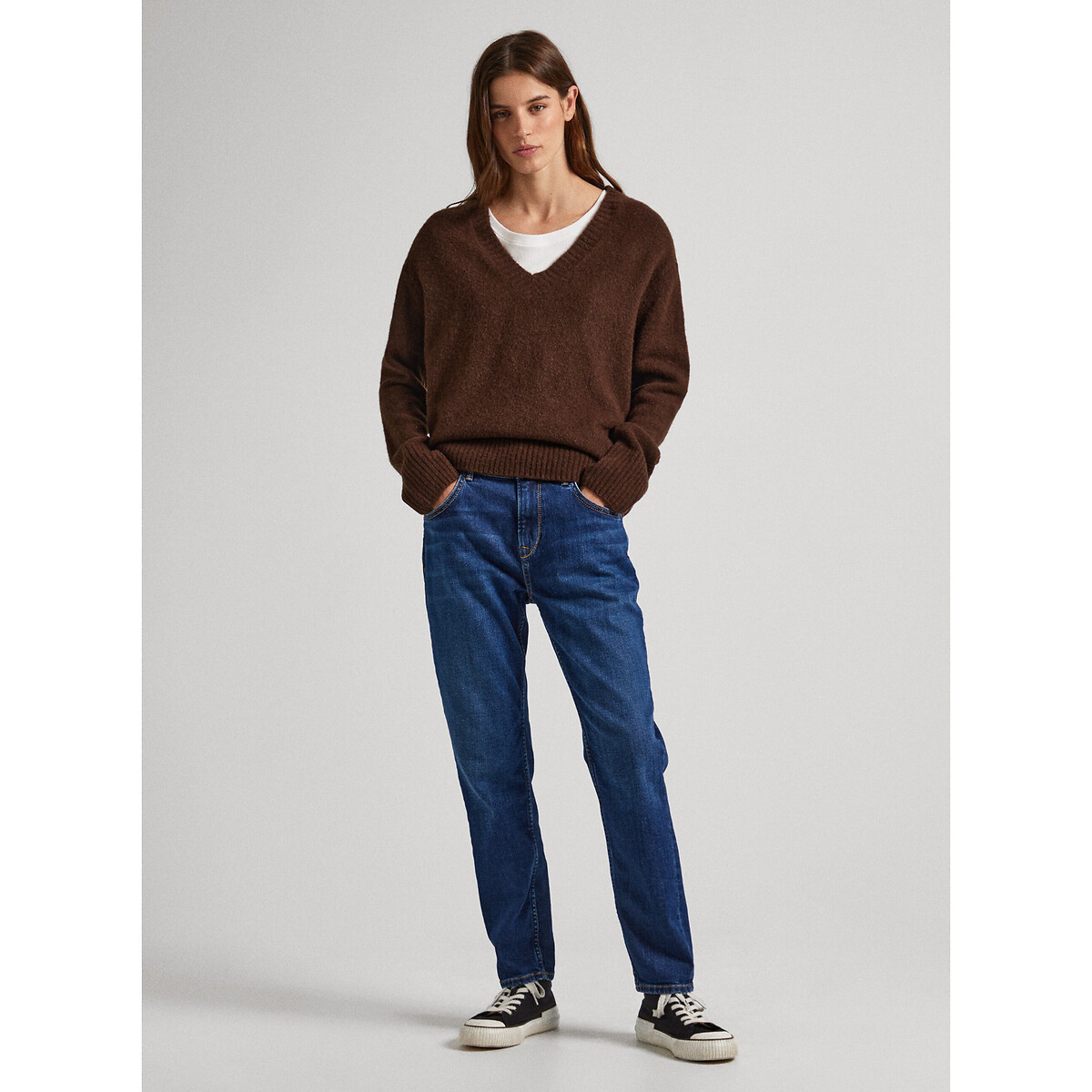 Jean droit tapered taille haute VIOLET dark blue, PEPE JEANS