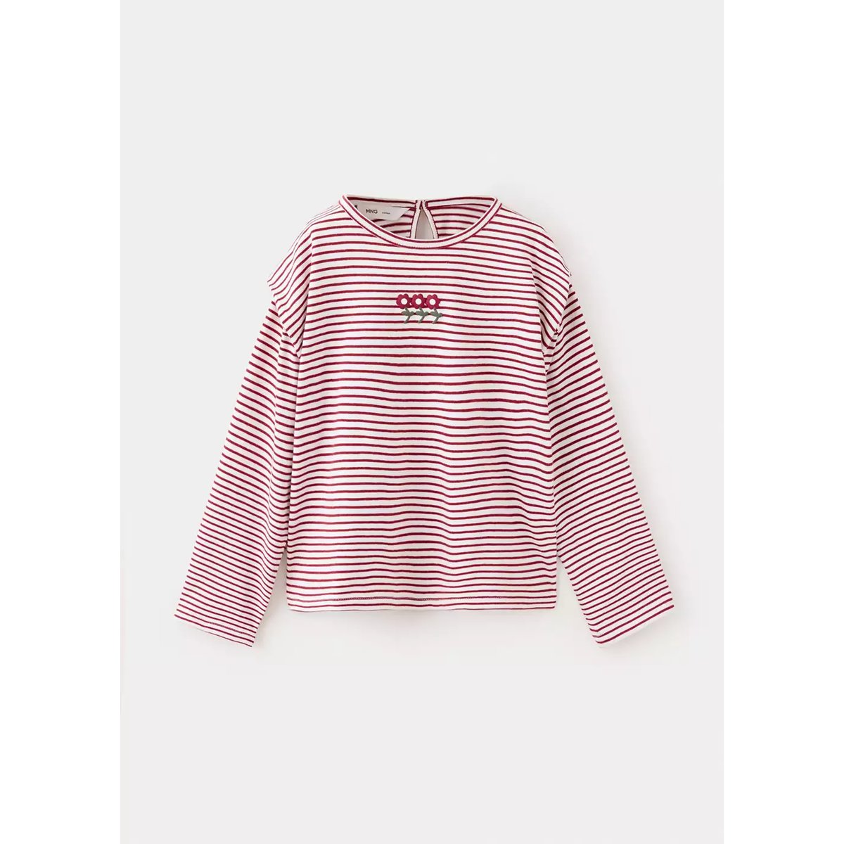T-shirt rayures détail brodé cerise, MANGO BABY