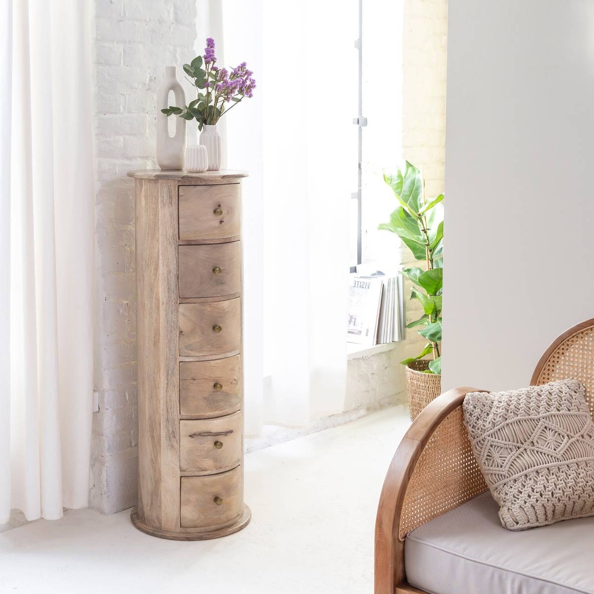 Chiffonnier en bois de manguier MAEVA bois clair, MADE IN MEUBLES 