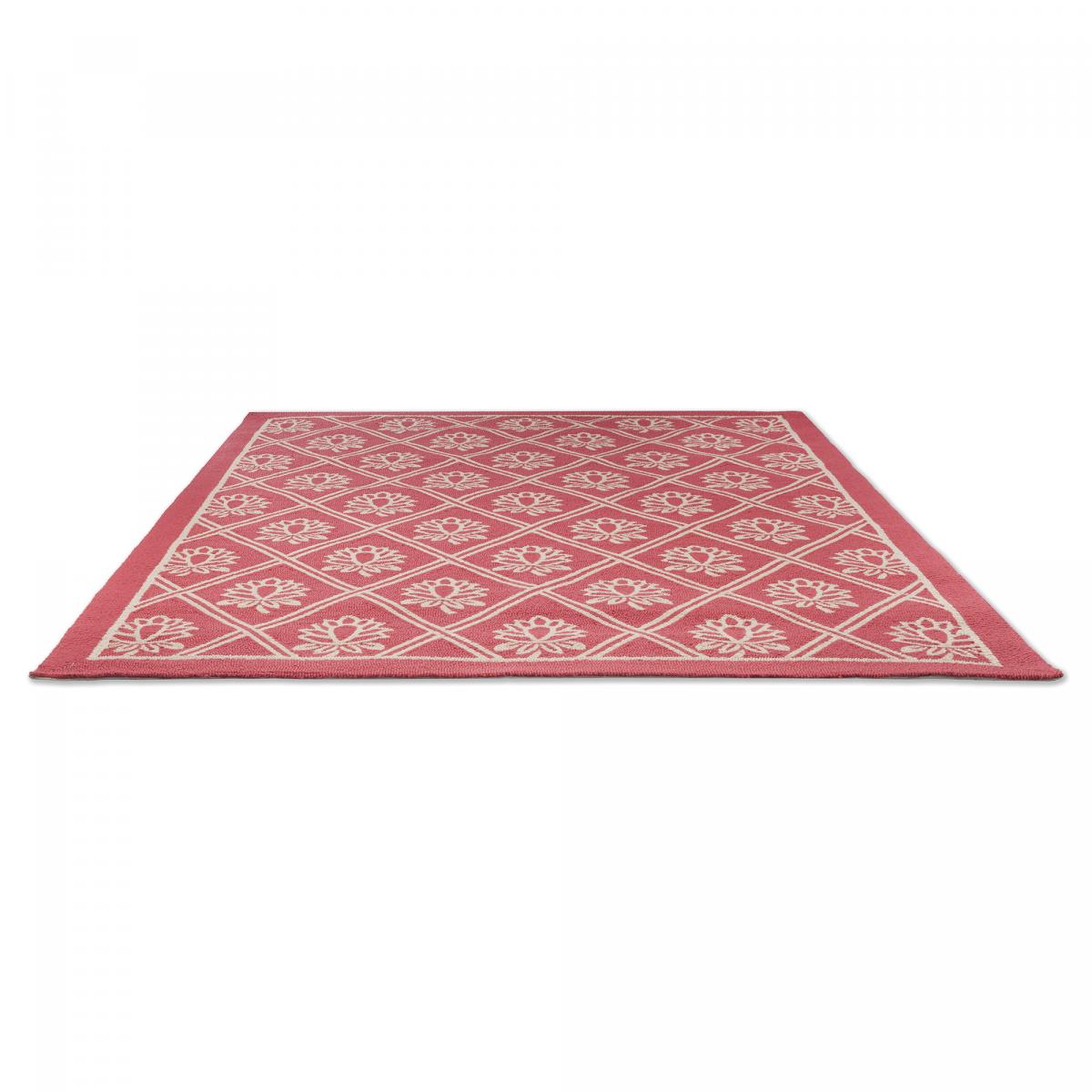 Tapis extérieur kilim fait main PORSTER rouge, blanc, UN AMOUR DE TAPIS