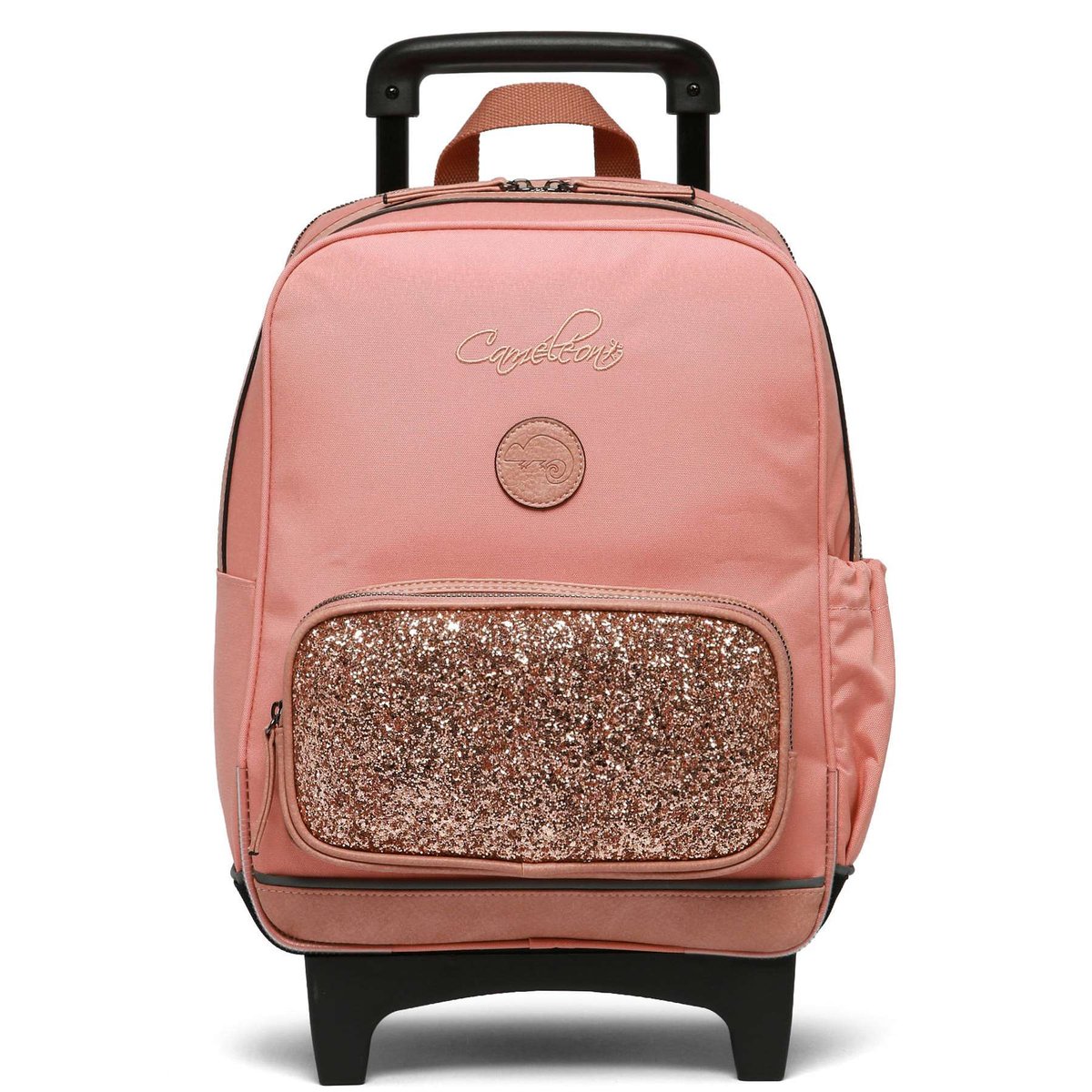 Sac a dos à roulettes 2 compartiments glossy pink, CAMELEON