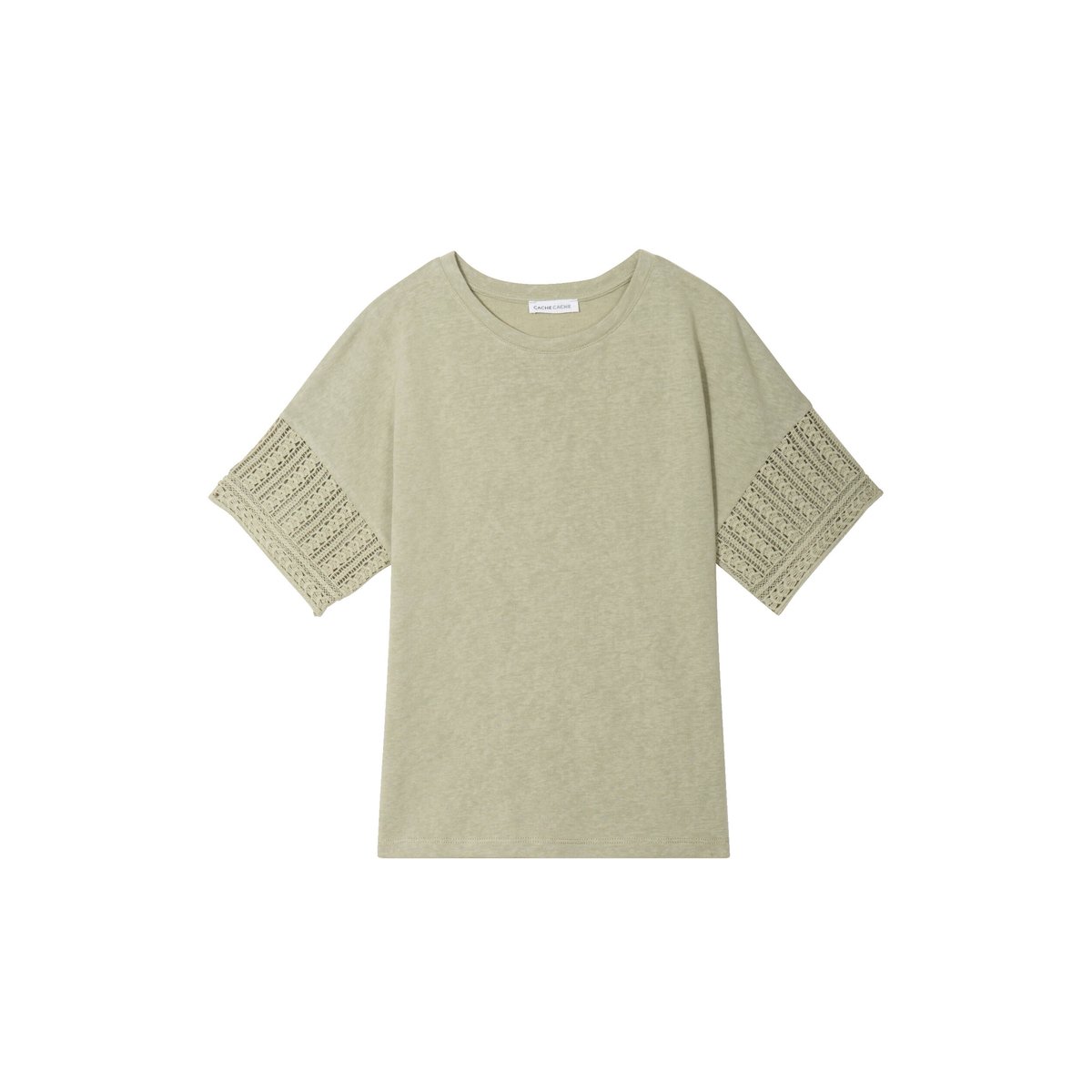 T-shirt manches courtes vert kaki, CACHE CACHE