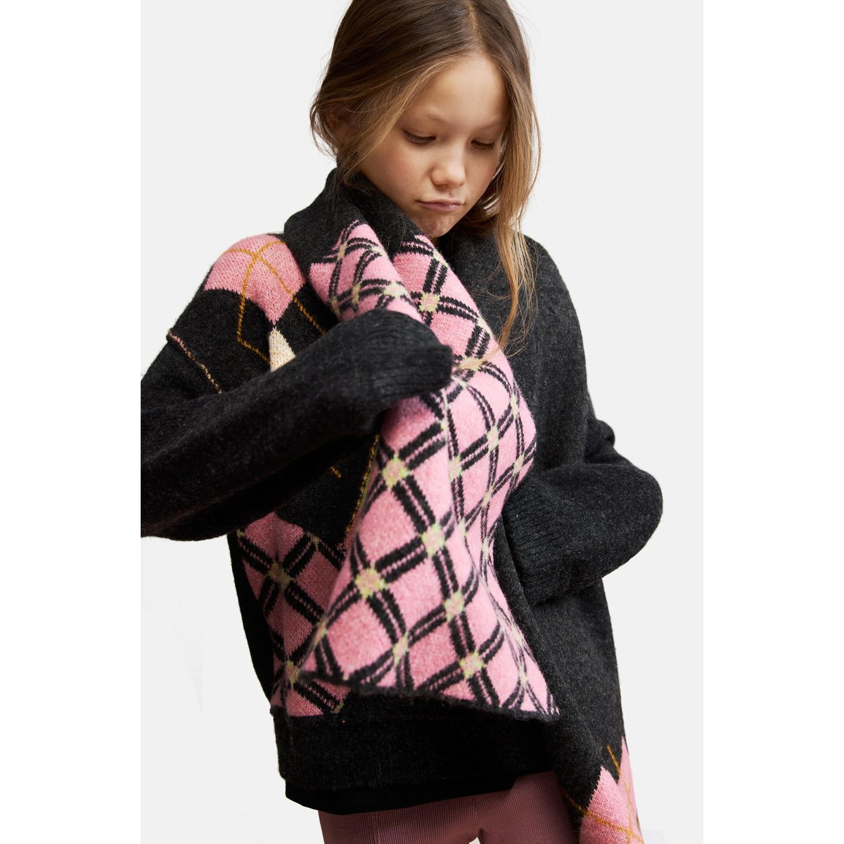 Écharpe longue jacquard gris, DESIGUAL