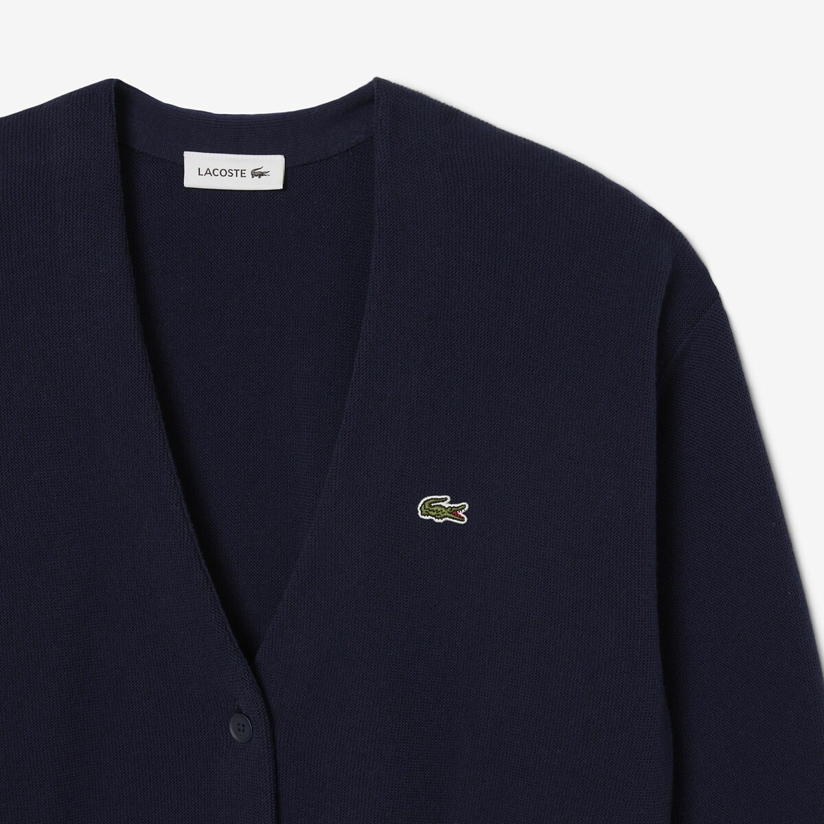 Buttoned V-Neck Cardigan navy, LACOSTE