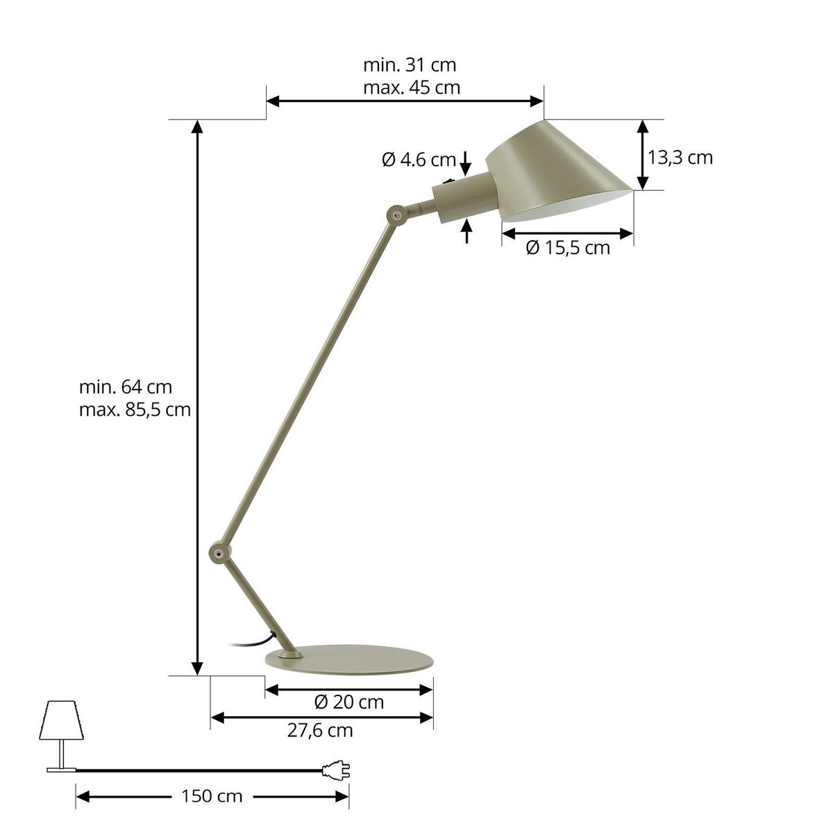 Lampe à poser en métal moderne, Corali vert clair, LINDBY