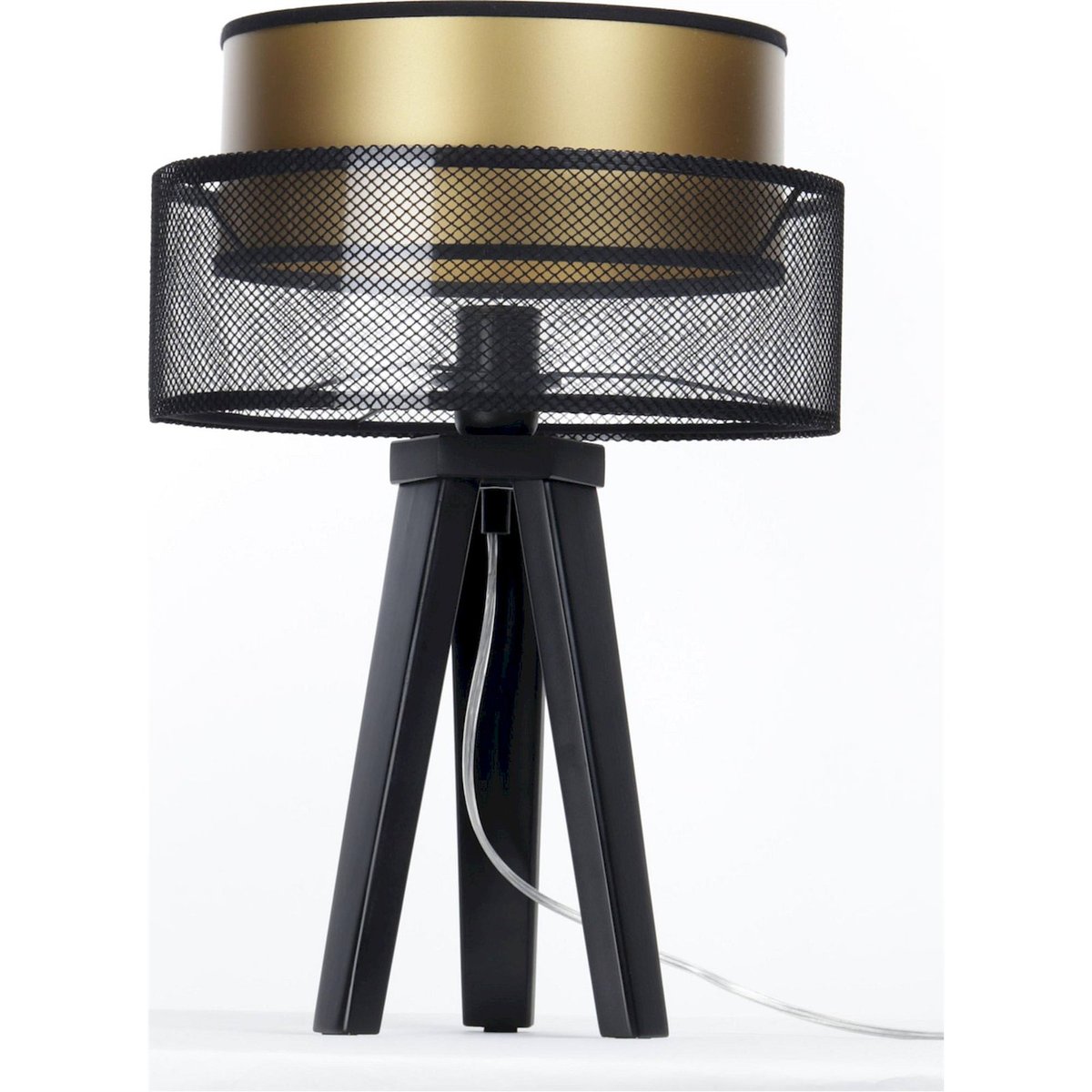 Lampe à poser ronde, DUO ELLEGANT noir avec intérieur doré mat et brillant, BPS KONCEPT