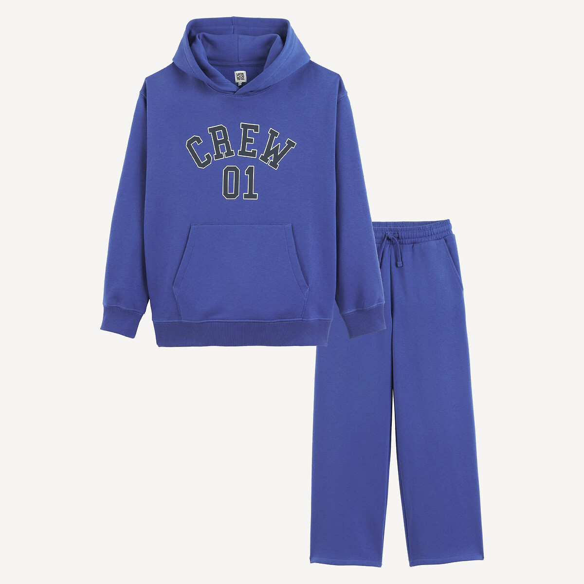 Conjunto de 2 peças, sweat com capuz e calças de desporto, em moletão azul, LA REDOUTE COLLECTIONS