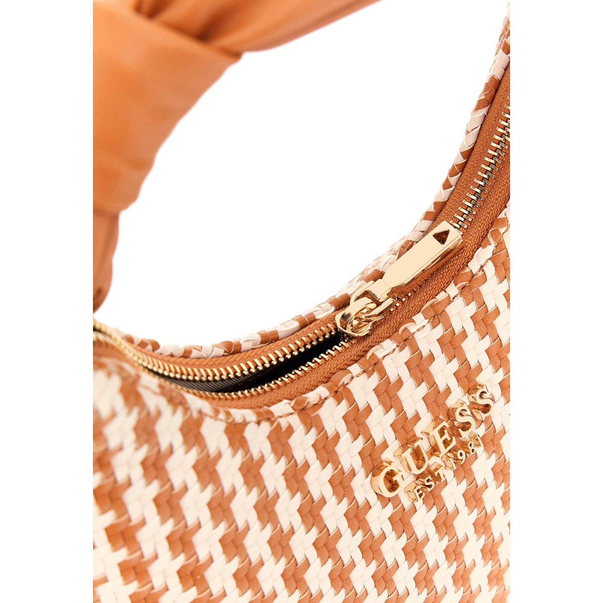 Mini Sac Hobo Mirema Tressé marron multi, GUESS