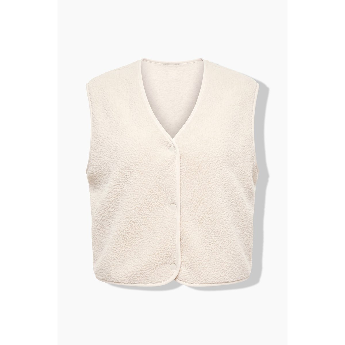 Gilet en polaire bouclée, coupe courte vanille, ULLA POPKEN