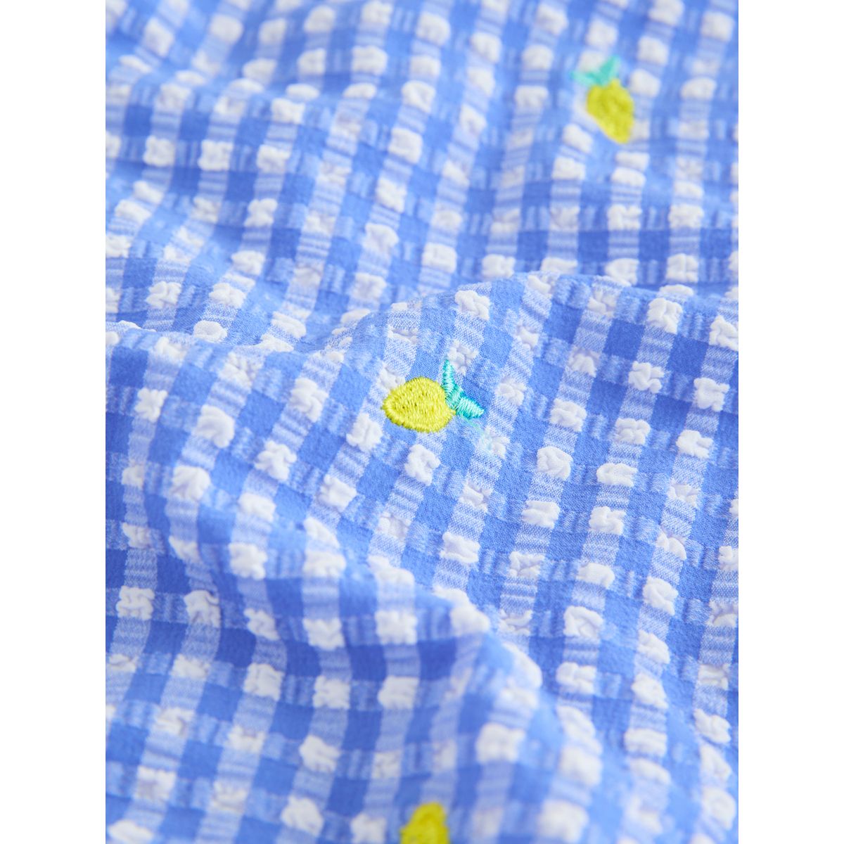 Maillot de bain ruché à bretelles citron vichy bleu et blanc, NEXT
