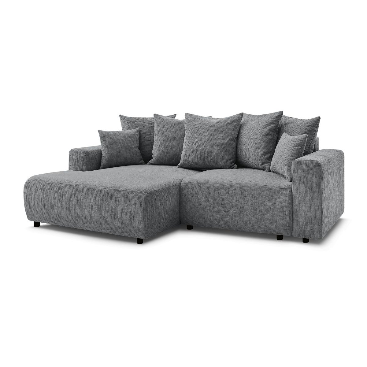 Canapé d'angle convertible 4 places en tissu texturé, ATILLA gris foncé, BOBOCHIC