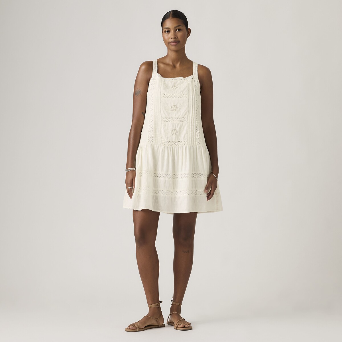 Robe courte à dentelle, bretelles blanc, LEVI'S
