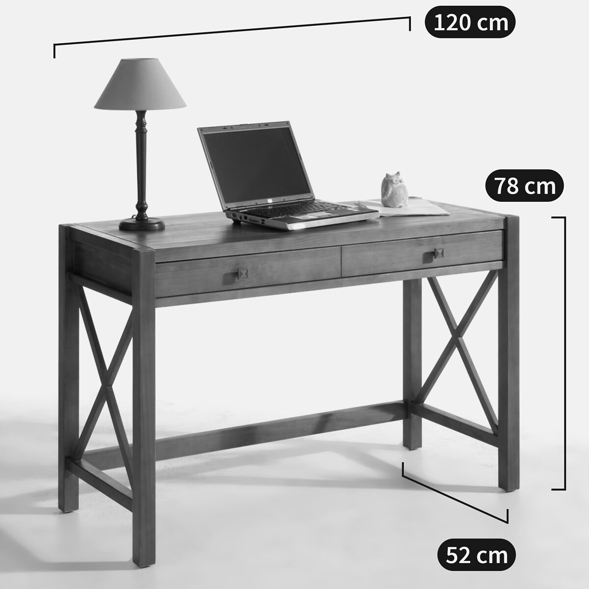Scrivania pino massello, Derry legno chiaro teck, SO'HOME