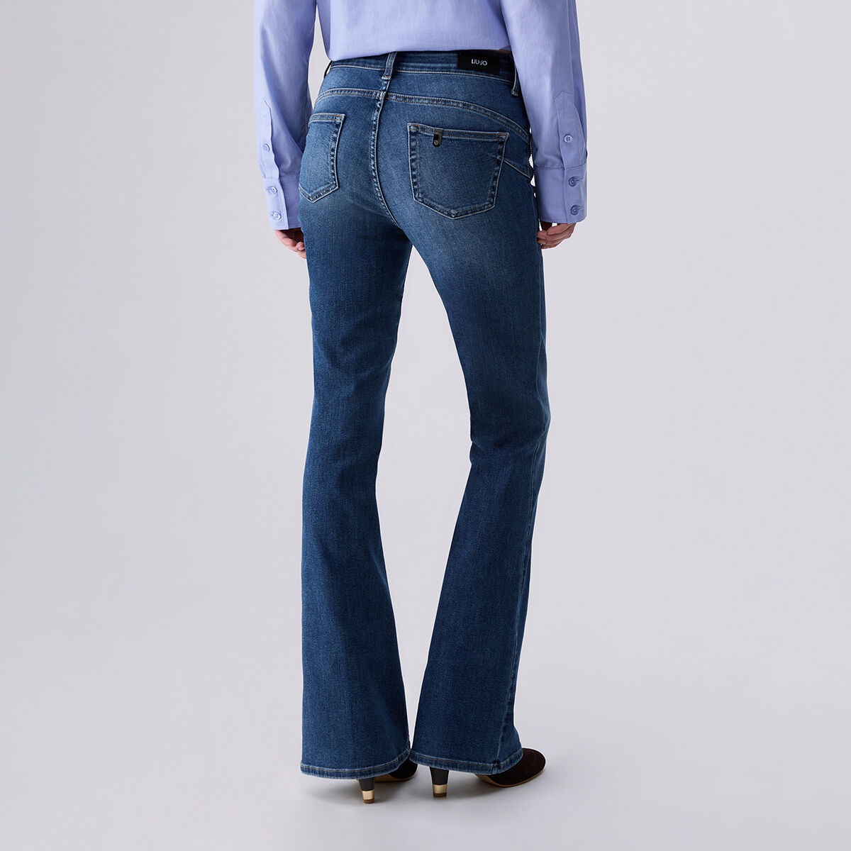 Jeans bootcut avec strass denim bleu, LIU JO