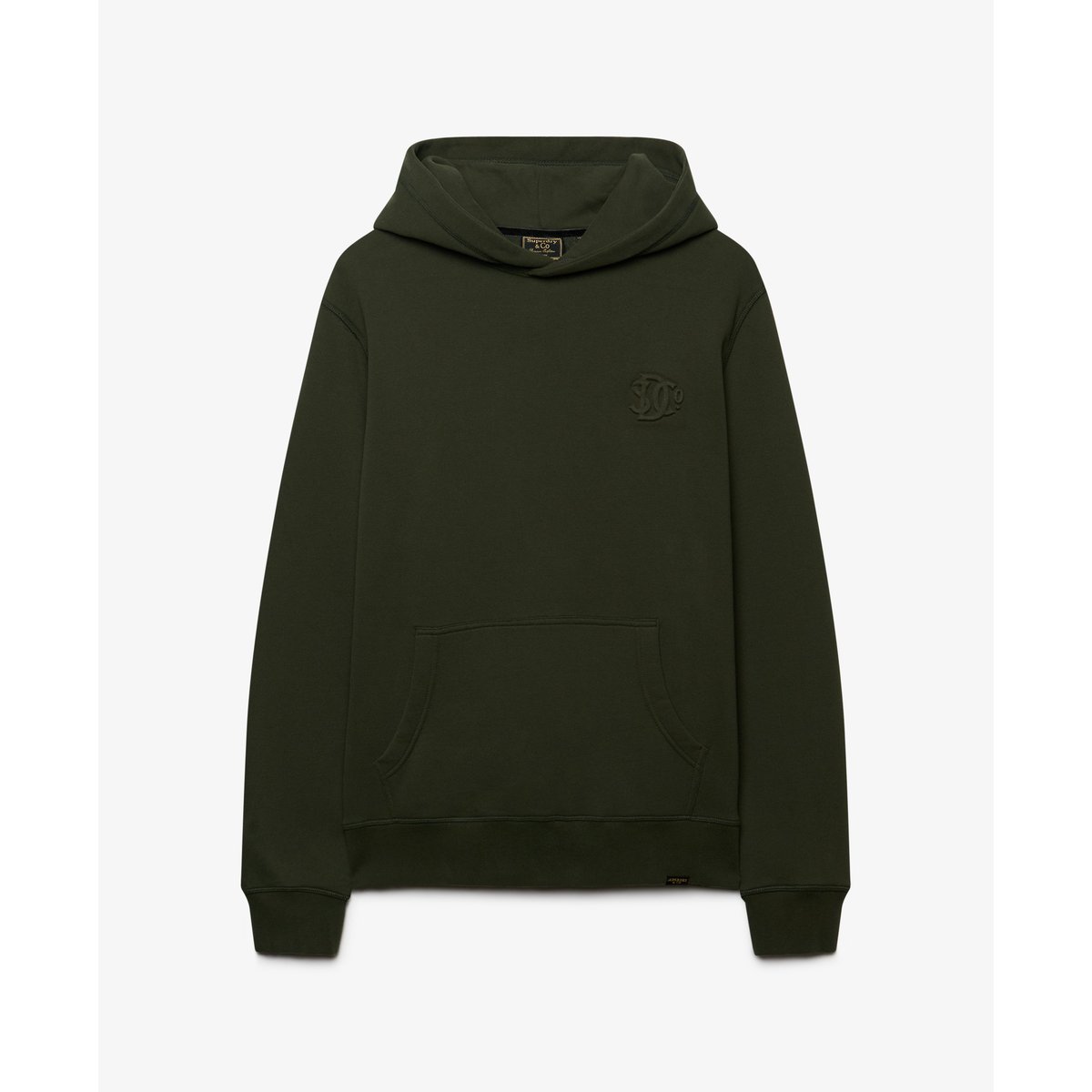 Sweat à capuche Company Logo Embossed Coupe Décontractée vert olive surplus goods, SUPERDRY