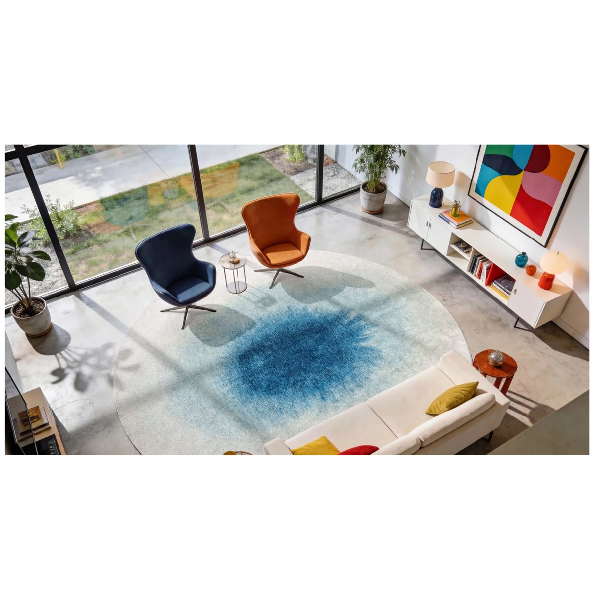 Tapis moderne tissé plat GLOBE bleu, NOVATREND