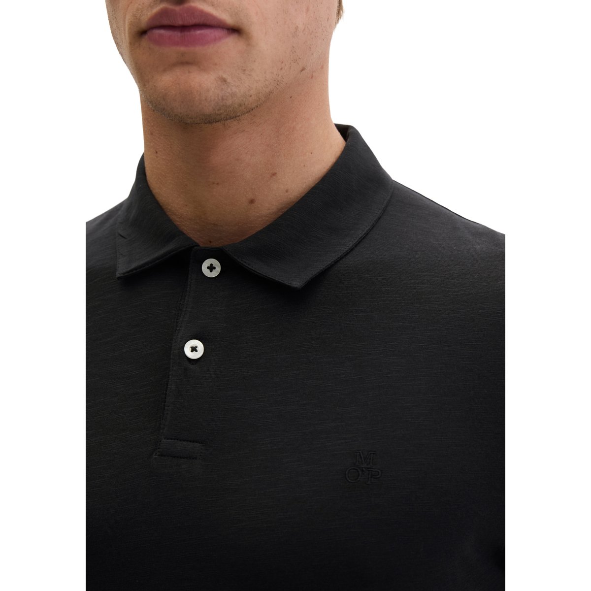Polo Jersey slim en pur coton bio noir, MARC O'POLO