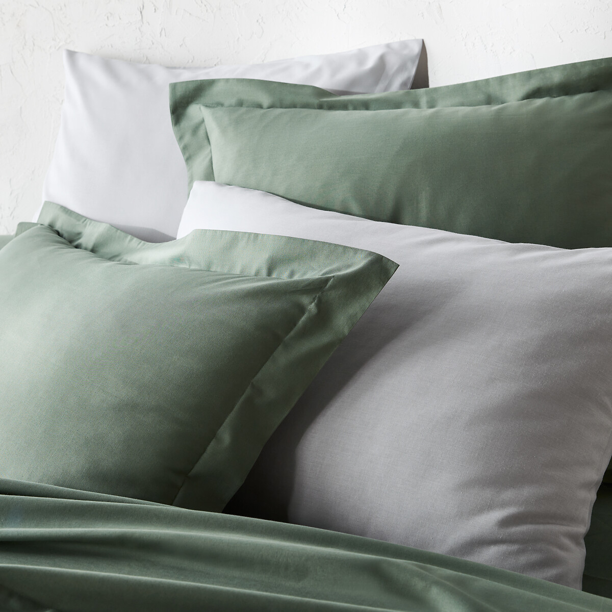 Taie oreiller unie en coton bio Scenario eucalyptus, LA REDOUTE INTERIEURS