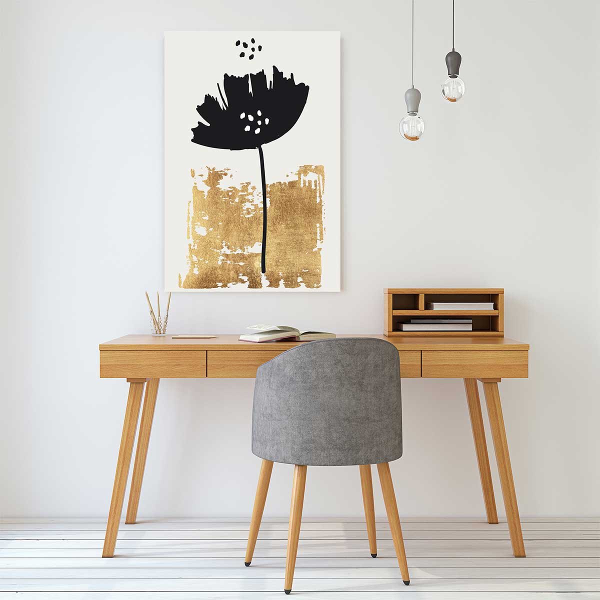 Tableau fleur pollen doré tableau alu dibond, HEXOA