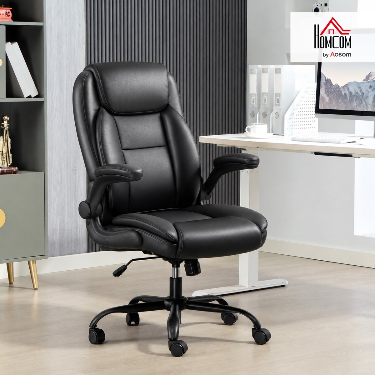 Chaise de bureau Polyuréthane noir, HOMCOM