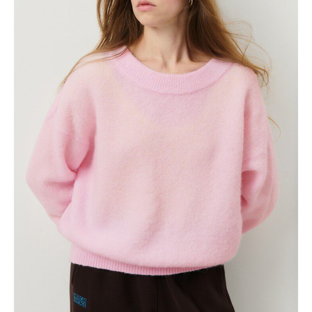 Pull manches longues col bateau VITOW rose dragée, AMERICAN VINTAGE