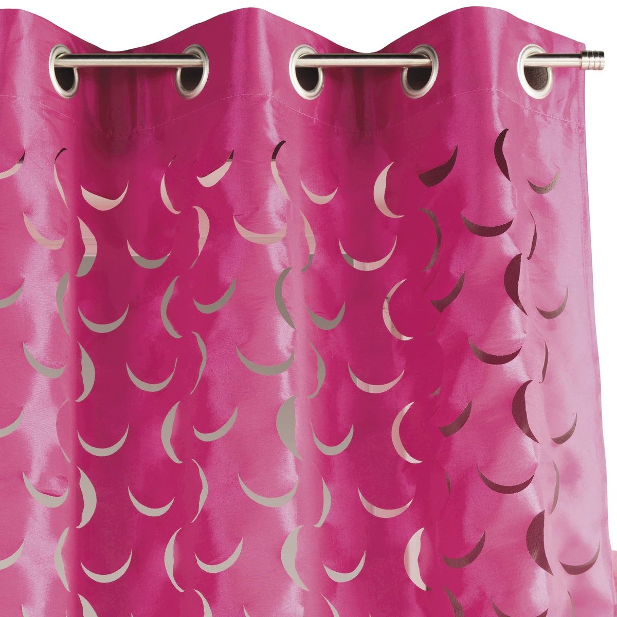 Rideau taffetas léger motif découpé au laser rose blush, HOME MAISON