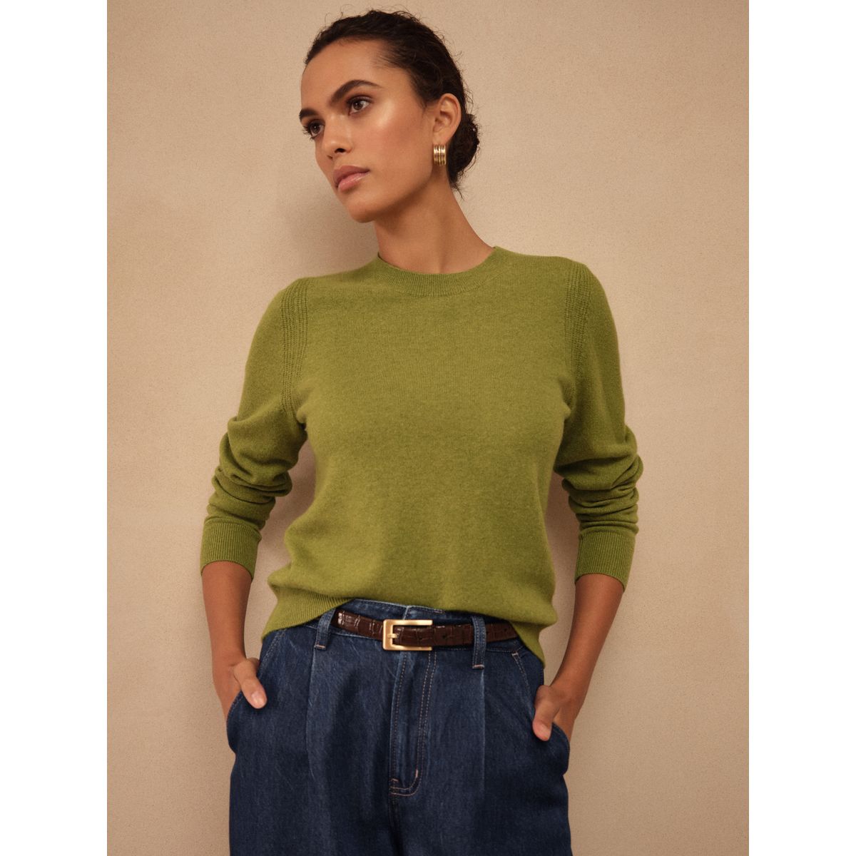 Pull ras du cou cachemire n. premium vert, NEXT