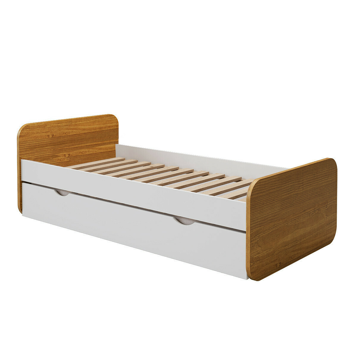 Pack lit gigogne avec 2 matelas Bois massif LUPIN noisette, AKITEN RETAIL