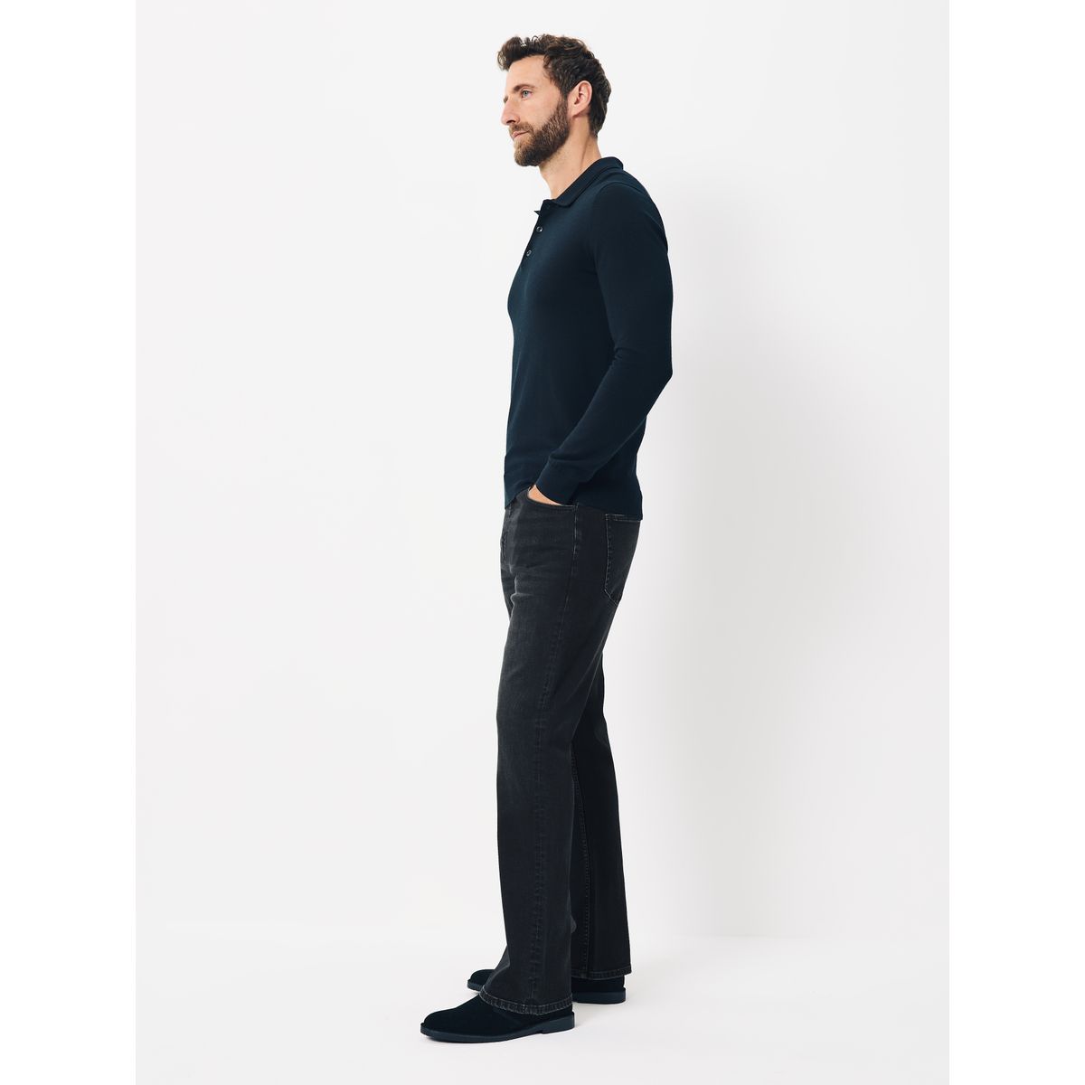 Jean stretch bootcut classique noir délavé, NEXT