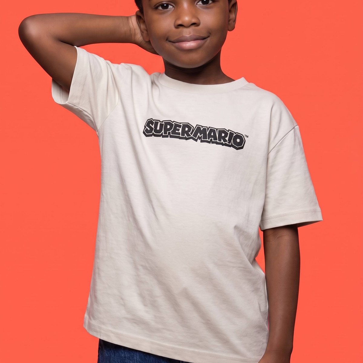 T-shirt MARIO manches courtes imprimé en coton BIO GOTS blanc, MONOPRIX