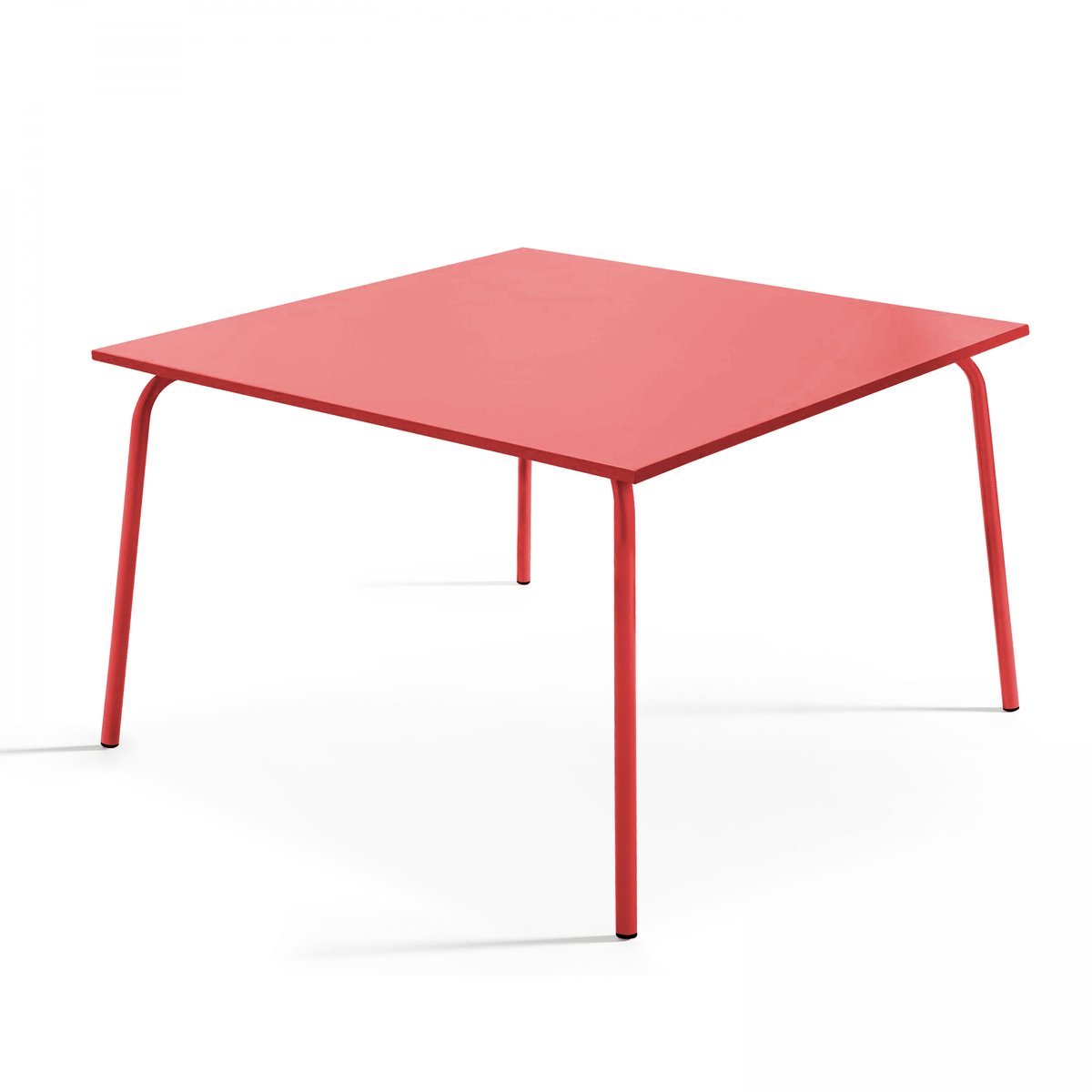 Salon de jardin table carrée et 8 fauteuils en métal, PALAVAS rouge, OVIALA