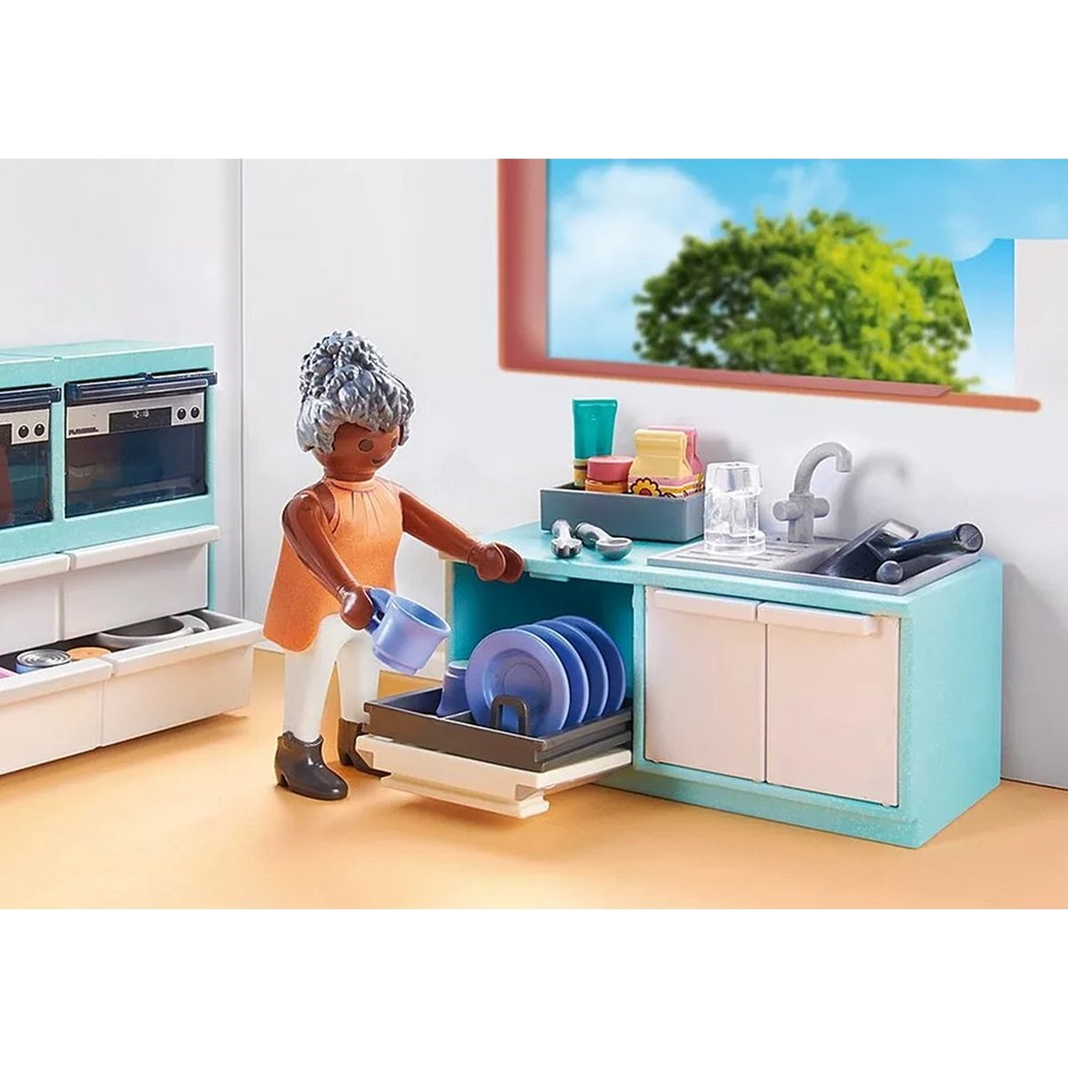 Cuisine avec ilôt central multicolore, PLAYMOBIL