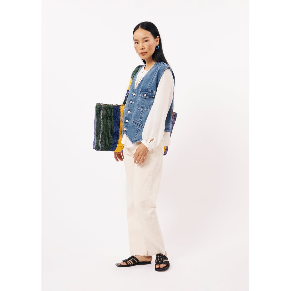 Gilets en coton EVY bleu jean, FRNCH