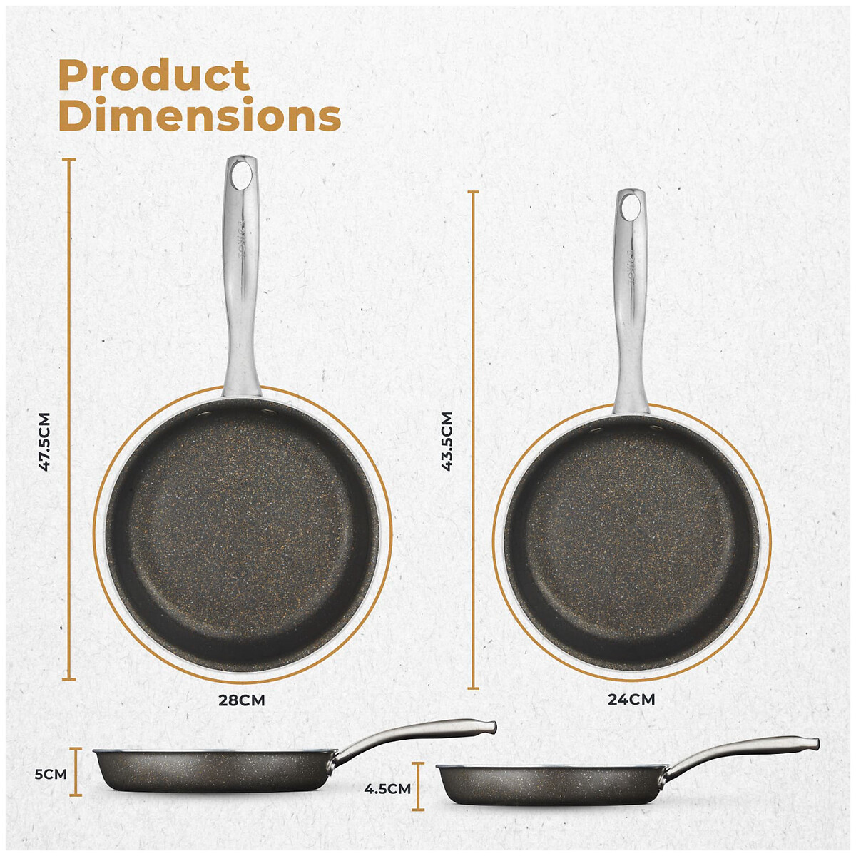 2-Piece Cerastone Pro Frying Pan Set graphite, TOWER
