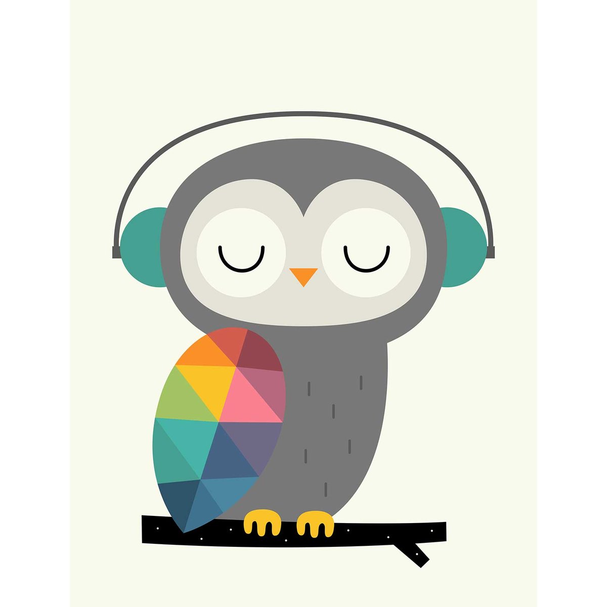 Papier peint hibou disco intissé, HEXOA