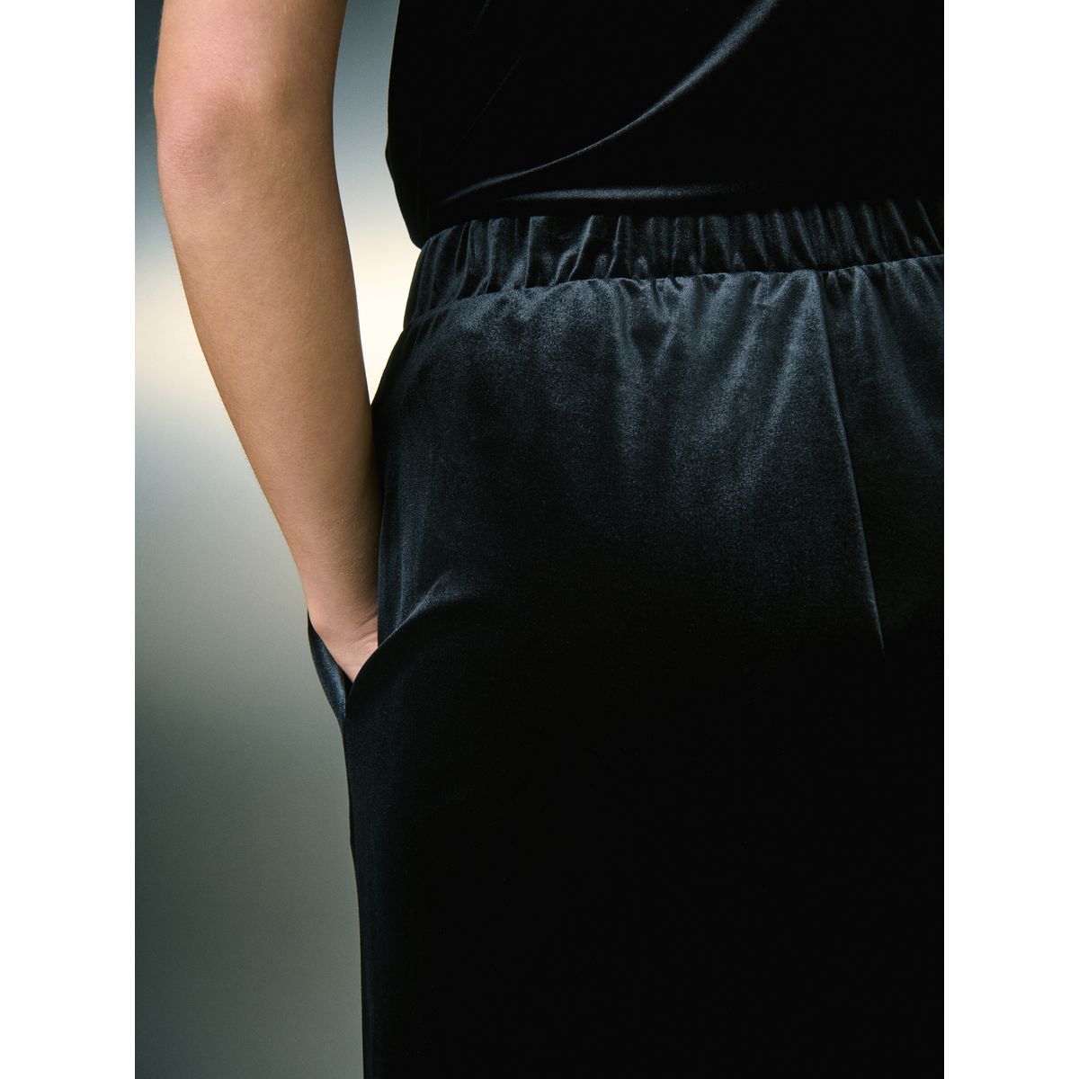 Pantalon large en velours noir, NEXT
