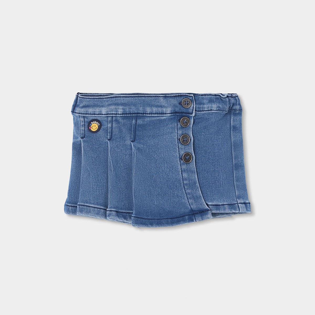 Jupe en denim avec boutons bleu, BOBOLI