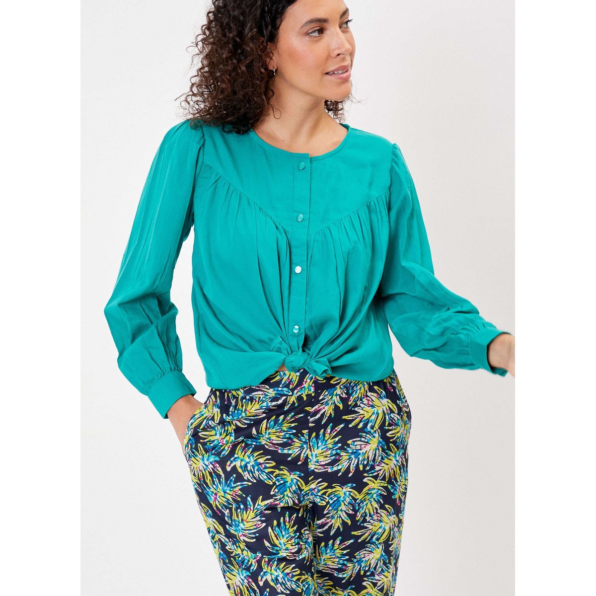 Blouse ample coton bio SVANA vert porcelaine, LA FIANCÉE