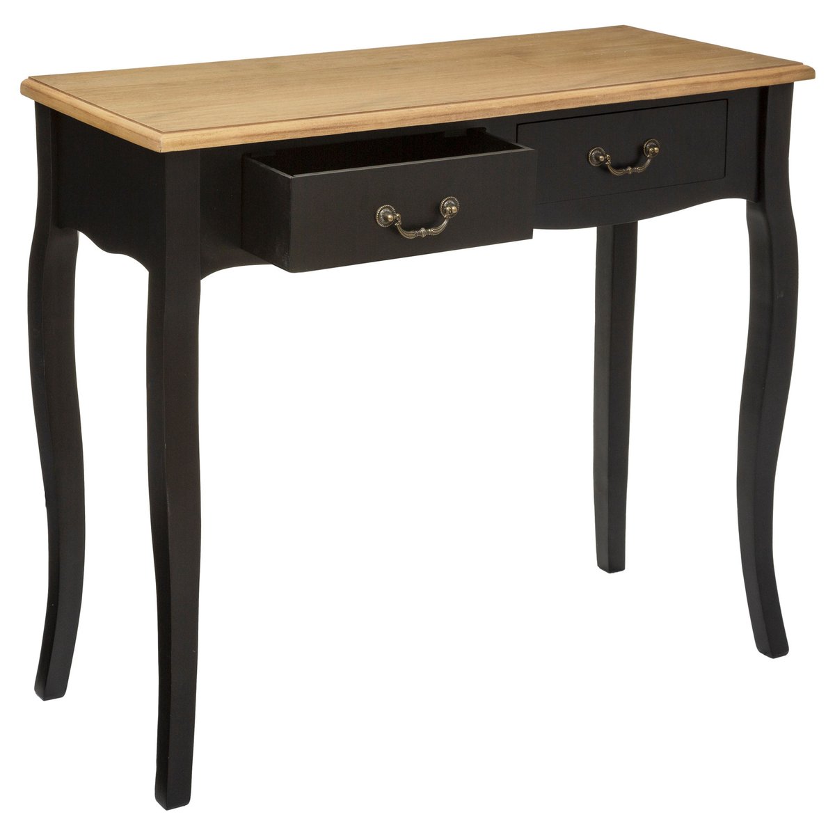 Console 2 tiroirs style baroque CHRYSA noir, ATMOSPHERA