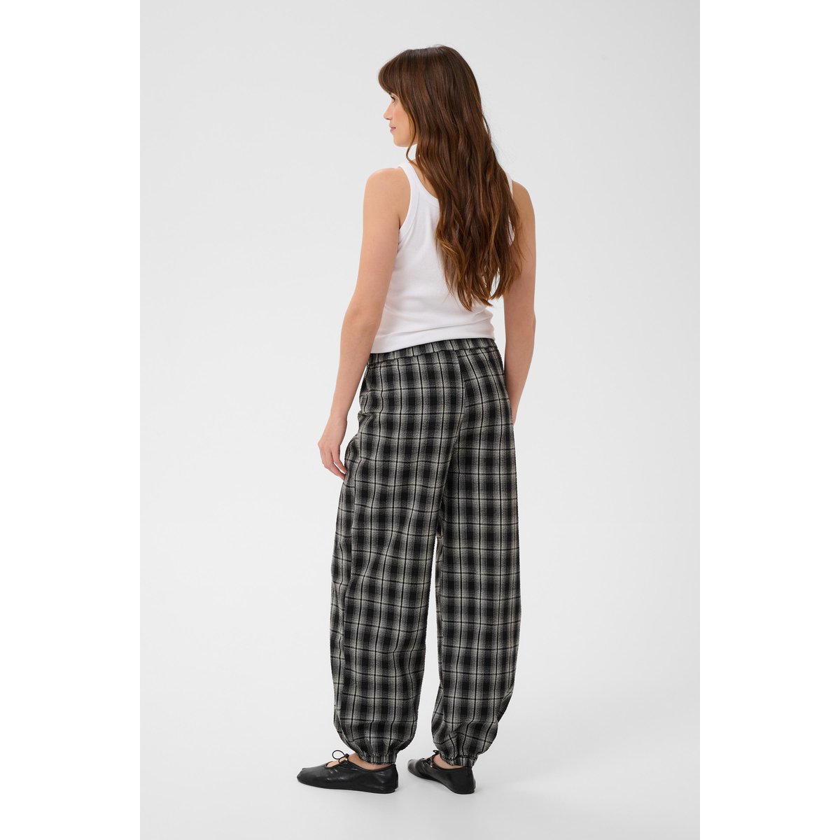 Pantalon casual noir blanc black & white check, KAFFE