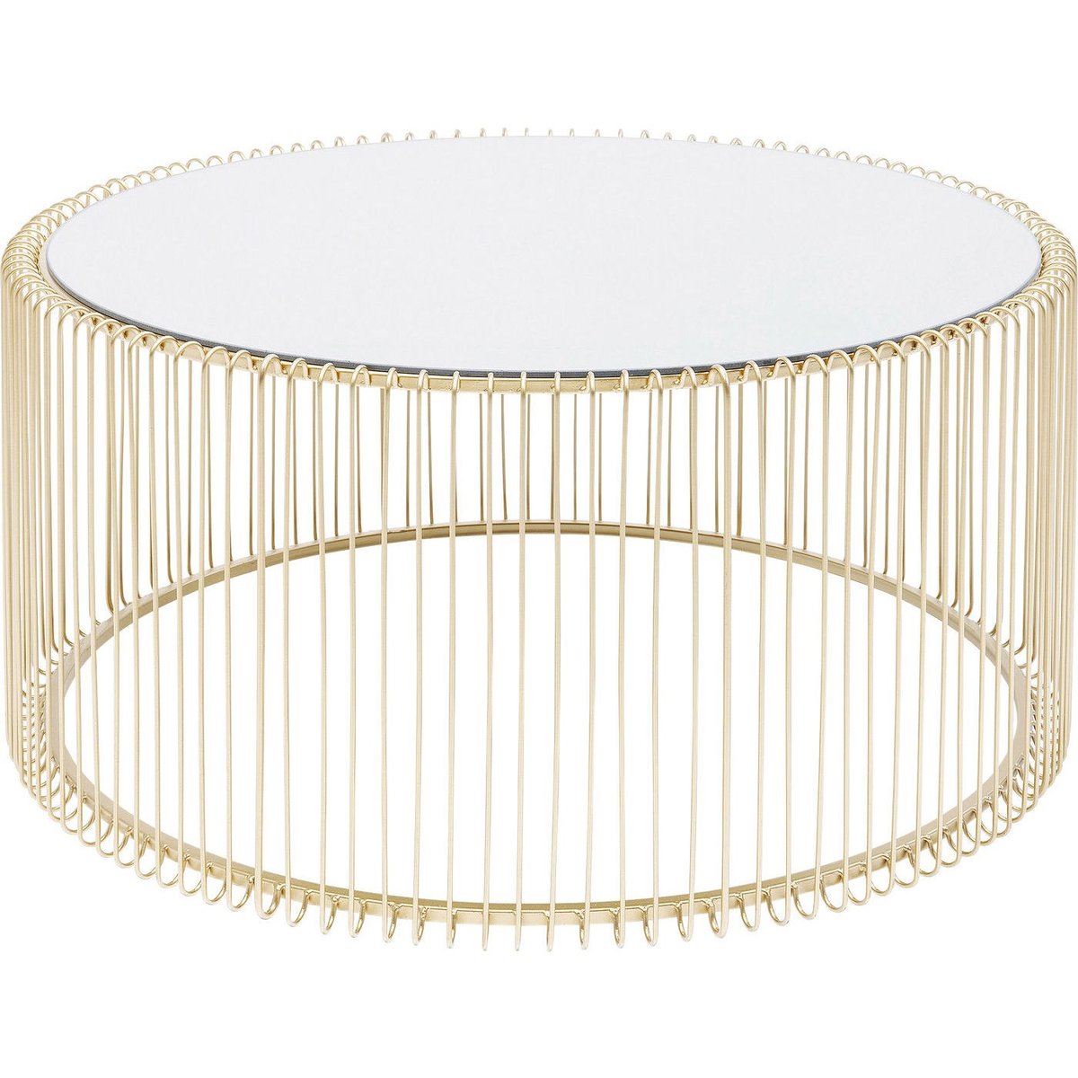 Table basse ronde en verre et acier, WIRE or, KARE DESIGN