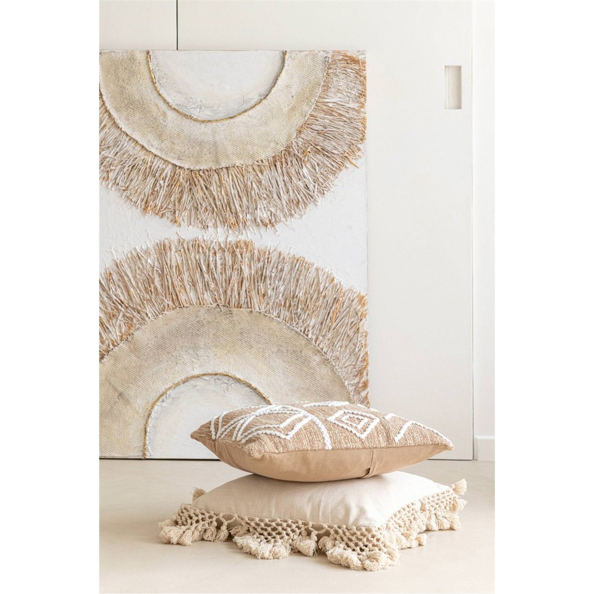 Décoration murale en toile, Lot de 2 crème et blanc, RECOLLECTION