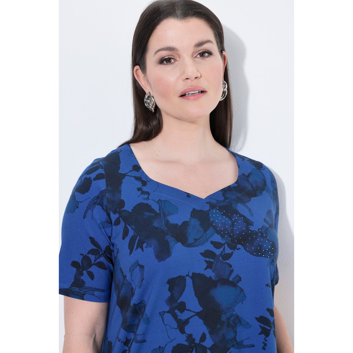 T-shirt en coton Pima marine foncé, ULLA POPKEN