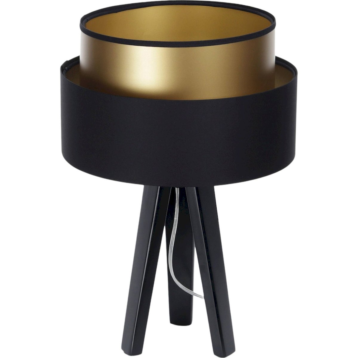 Lampe à poser ronde, DUO ELLEGANT noir satiné avec intérieur doré, BPS KONCEPT