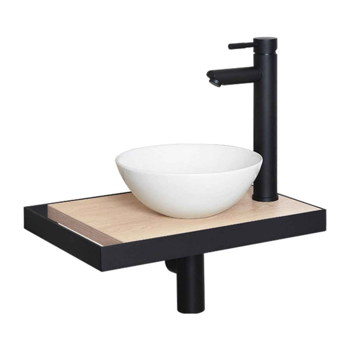 Lave-mains plan fin + vasque + robinet SOHO décor chêne, MOB IN