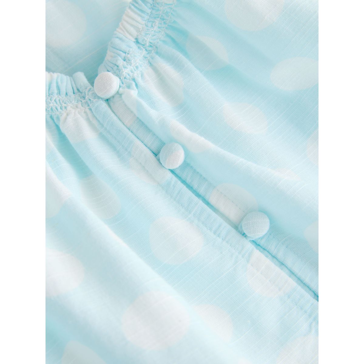 Haut bardot à manches bouffantes avec lin bleu/blanc à pois, NEXT
